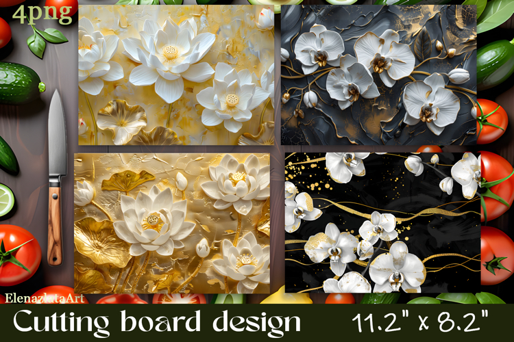 Flowers Cutting Board Sublimation. Vintag Cutting Board