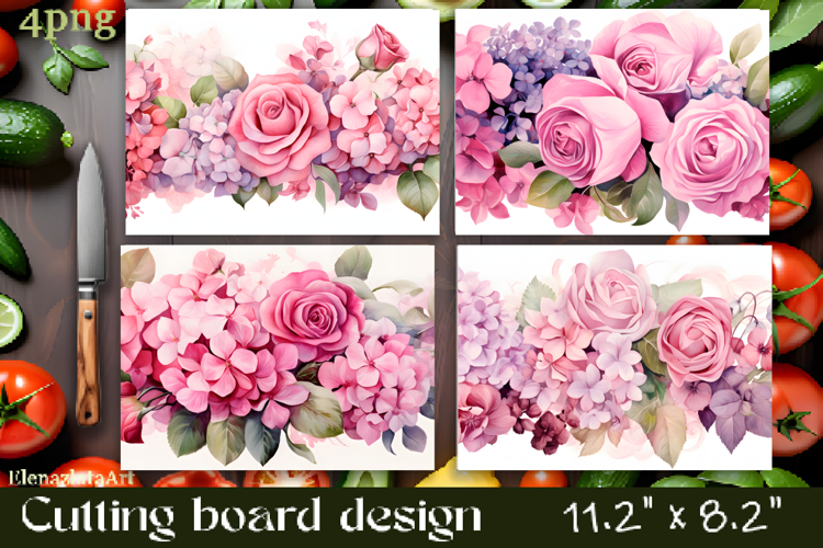 Flowers Cutting Board Sublimation. Vintag Cutting Board