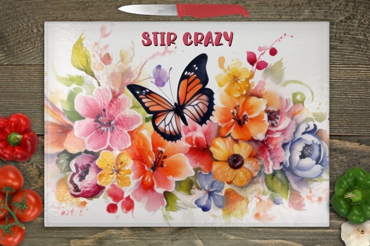 Flowers Cutting Board Sublimation Design Png
