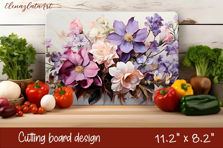 Flowers Cutting Board Design | Cutting Board PNG