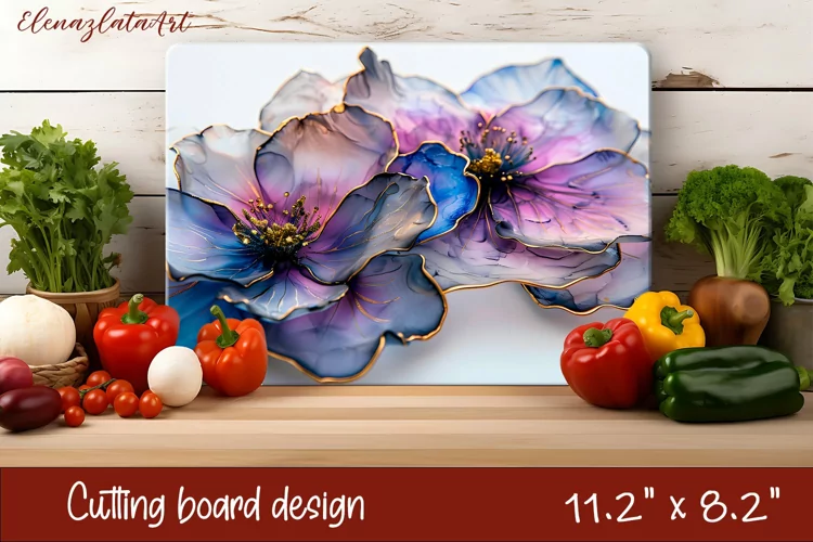 Flowers Cutting Board Design. Glass floral sublimation