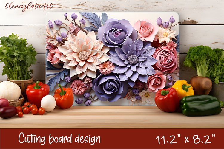 3d Flowers Cutting Board Design | Cutting Board PNG example image 1
