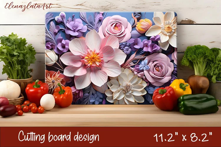 3d Flowers Cutting Board Design | Cutting Board PNG