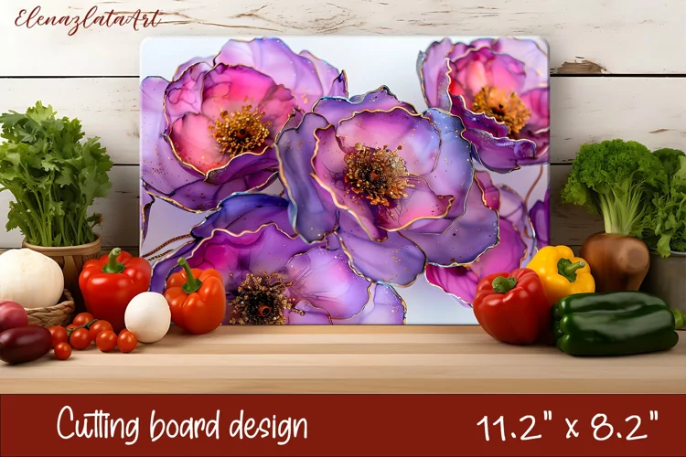 Flowers Cutting Board Design. Glass floral sublimation