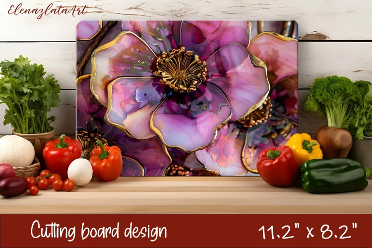 Flowers Cutting Board Design. Glass floral sublimation