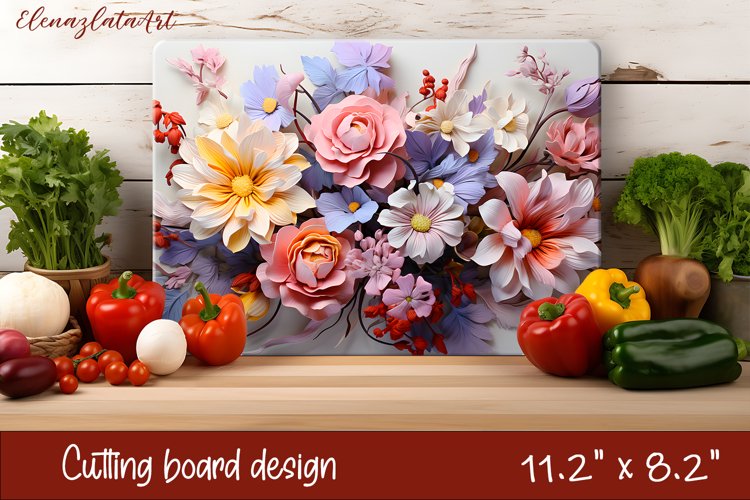 3d Flowers Cutting Board Design | Cutting Board PNG