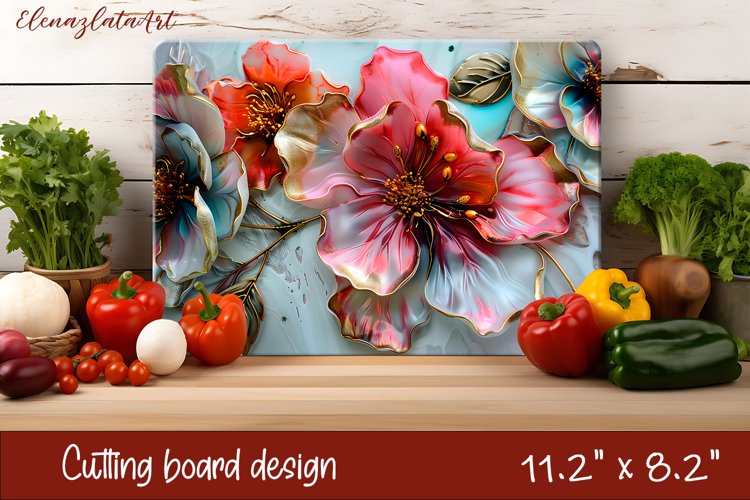 Flowers Cutting Board Design. Glass floral sublimation