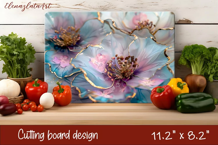 Flowers Cutting Board Design. Glass floral sublimation