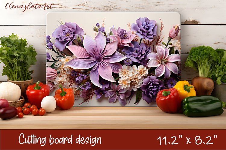 3d Flowers Cutting Board Design | Cutting Board PNG example image 1