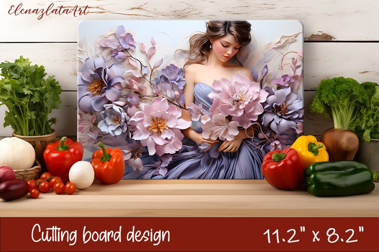 3d Flowers Cutting Board Design | Cutting Board PNG