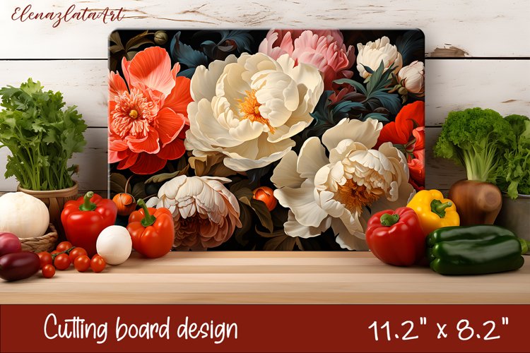 3d Flowers Cutting Board Design | Cutting Board PNG