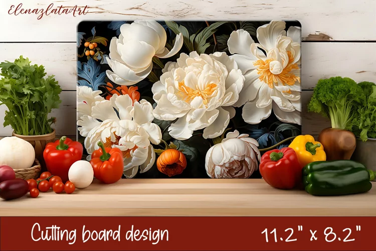 3d Flowers Cutting Board Design | Cutting Board PNG