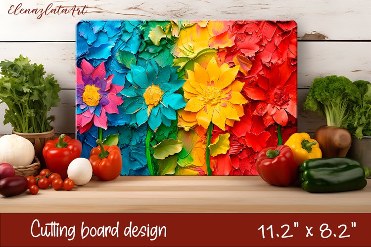 Flowers Cutting Board Design. oil painting floral sublimatio