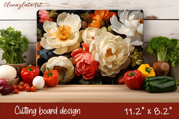 3d Flowers Cutting Board Design | Cutting Board PNG example image 1