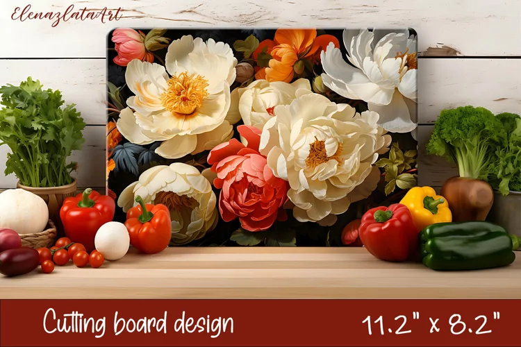 3d Flowers Cutting Board Design | Cutting Board PNG