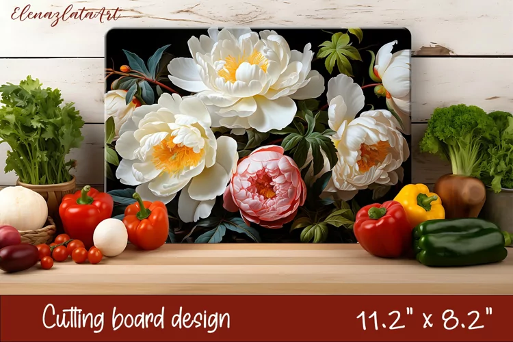 3d Flowers Cutting Board Design | Cutting Board PNG