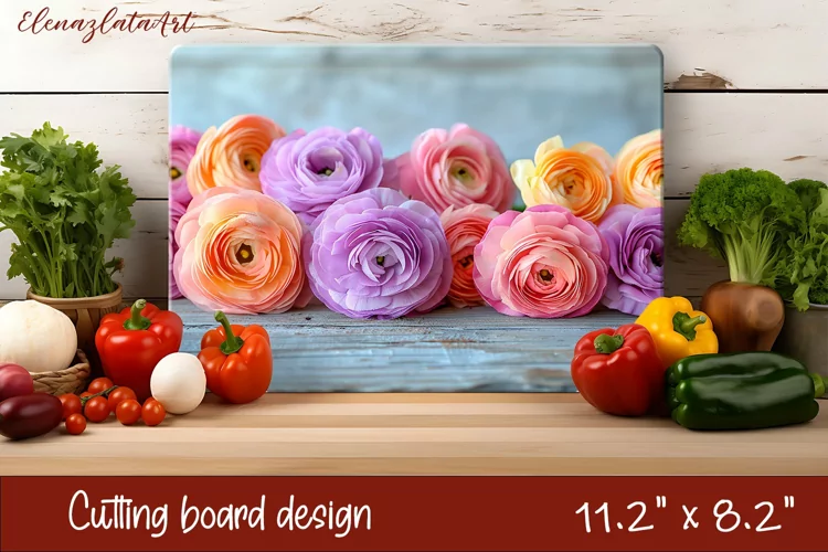 3d Flowers Cutting Board Design | Cutting Board PNG