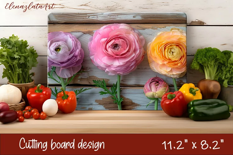 3d Flowers Cutting Board Design | Cutting Board PNG