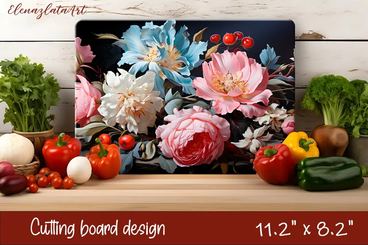 3d Flowers Cutting Board Design | Cutting Board PNG