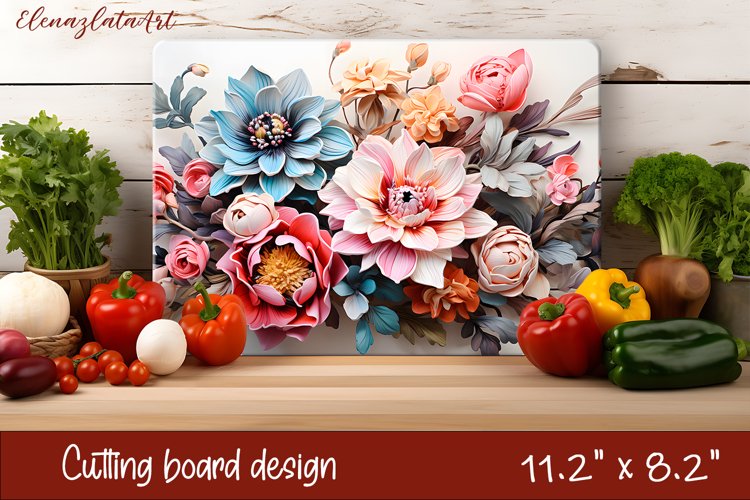 3d Flowers Cutting Board Design | Cutting Board PNG example image 1