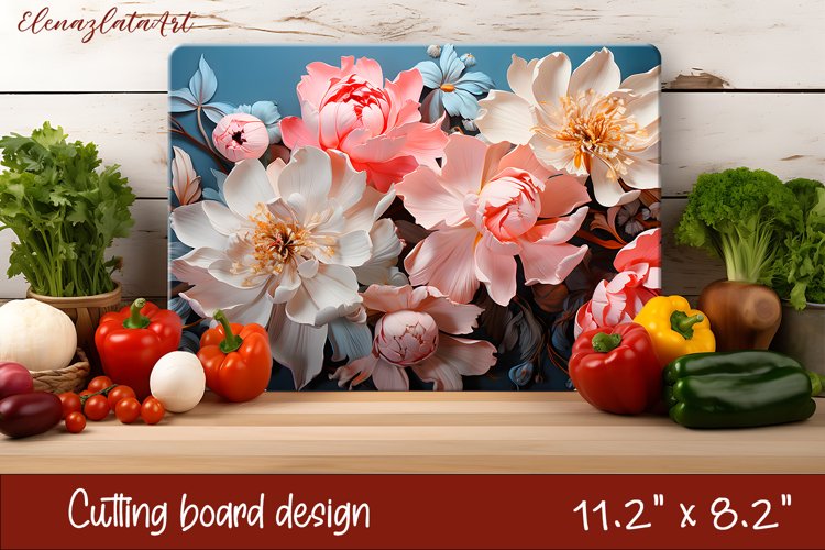 3d Flowers Cutting Board Design | Cutting Board PNG