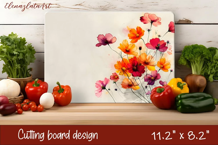 Flowers Cutting Board Design. Meadow Wildflowers