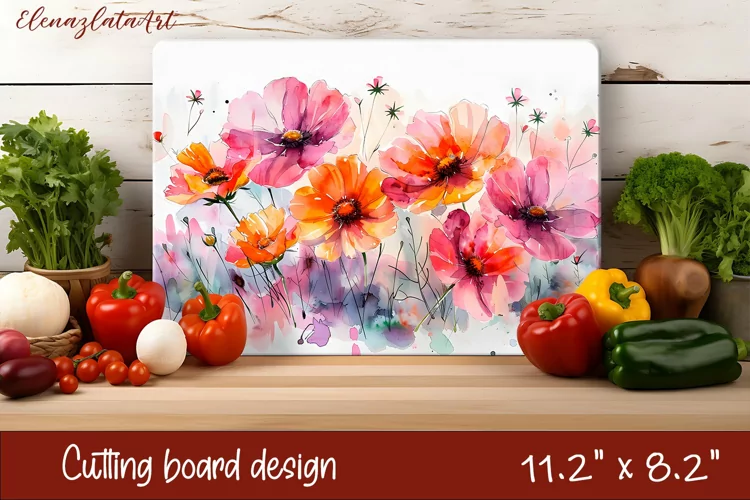 Flowers Cutting Board Design. Meadow Wildflowers