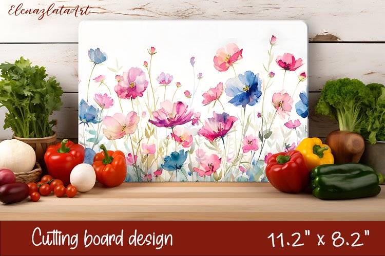 Flowers Cutting Board Design. Meadow Wildflowers