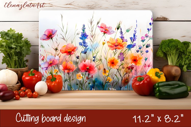 Flowers Cutting Board Design. Meadow Wildflowers