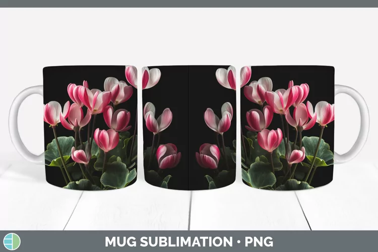 Flowers Cyclamen Mug Wrap Sublimation Coffee Cup Designs