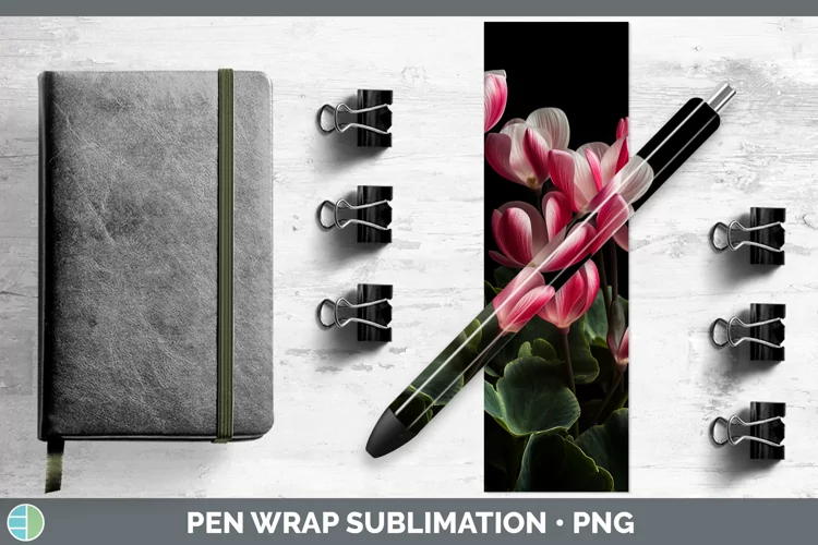 Flowers Cyclamen Pen Wrap Sublimation Epoxy Pen Designs