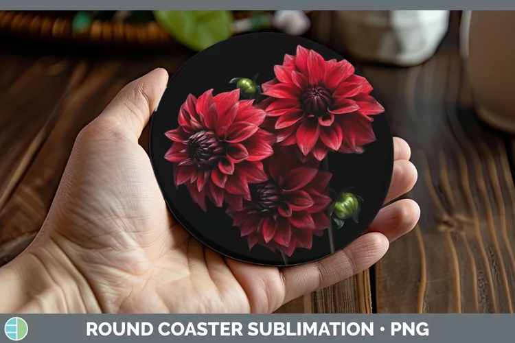 Flowers Dahlia Round Coaster Sublimation Coaster Designs