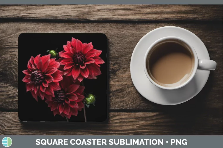 Flowers Dahlia Square Coaster Sublimation Coaster Designs