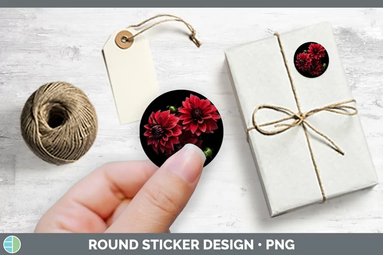 Flowers Dahlia Stickers | Round Labels Designs