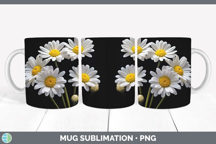 Flowers Daisy Mug Wrap Sublimation Coffee Cup Designs