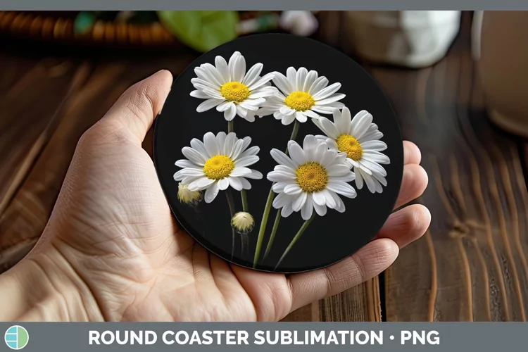 Flowers Daisy Round Coaster Sublimation Coaster Designs