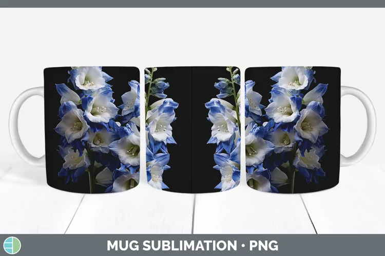 Flowers Delphinium Mug Wrap Sublimation Coffee Cup Designs