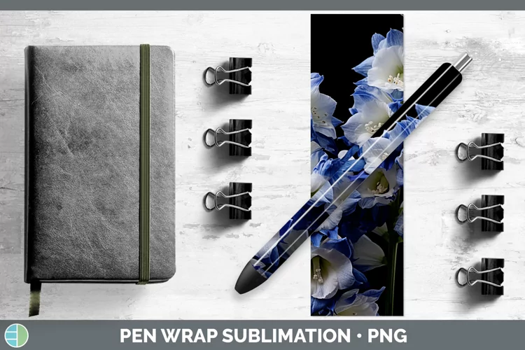 Flowers Delphinium Pen Wrap Sublimation Epoxy Pen Designs