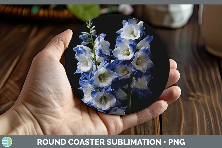 Flowers Delphinium Round Coaster Sublimation Coaster Designs