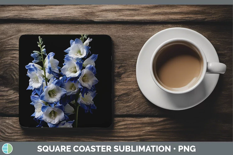 Flowers Delphinium Square Coaster Sublimation Coaster Design