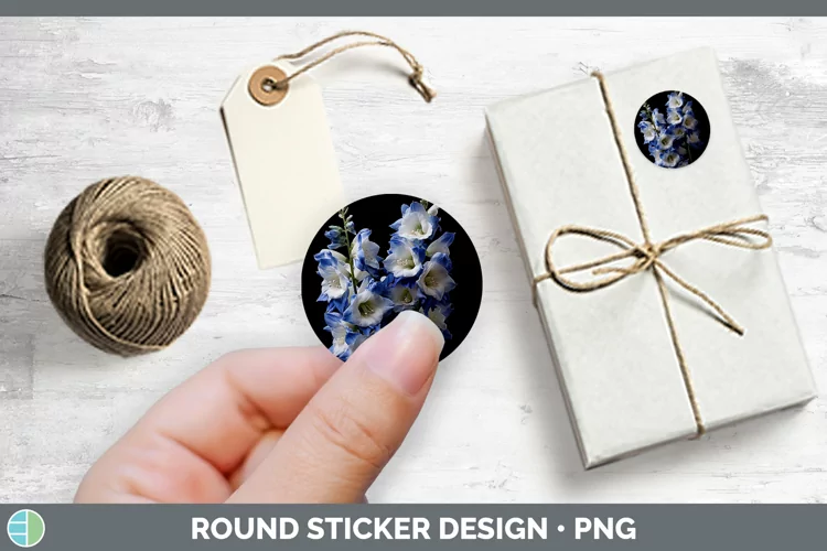 Flowers Delphinium Stickers | Round Labels Designs