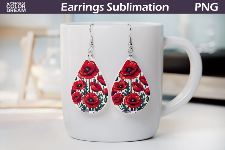 Wildflowers Teardrop Earrings | Poppy Flowers Earrings