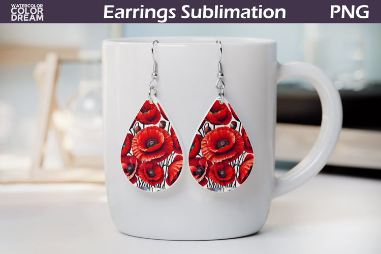 Wildflowers Teardrop Earrings | Poppy Flowers Earrings