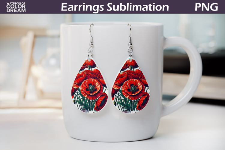 Wildflowers Teardrop Earrings | Poppy Flowers Earrings