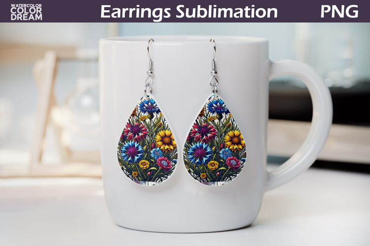 Wildflowers Teardrop Earrings | Cornflowers Earrings