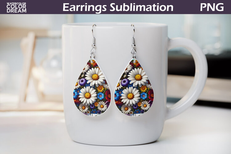 Wildflowers Teardrop Earrings | Daisy Teardrop Earrings example image 1