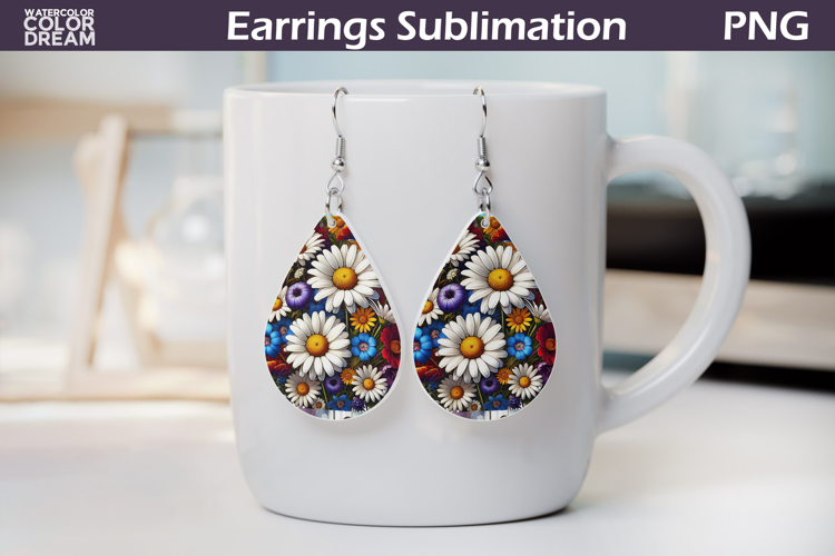 Wildflowers Teardrop Earrings | Daisy Teardrop Earrings