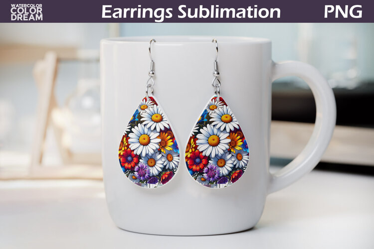Wildflowers Teardrop Earrings | Daisy Teardrop Earrings example image 1