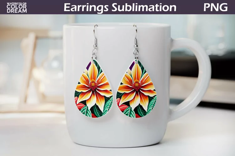 Flowers Teardrop Earrings| Poinsettia Teardrop Earrings