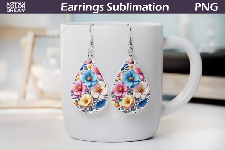 Wildflowers Teardrop Earrings | Pastel Flowers Earrings example image 1